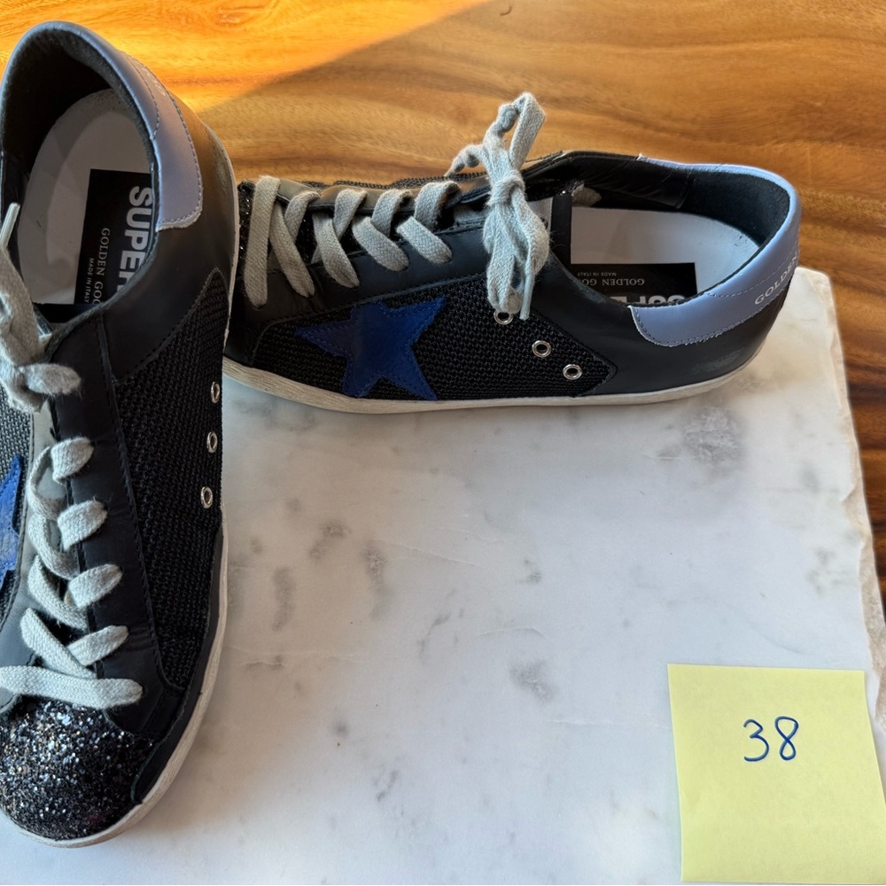 Golden Goose SuperStar Black and Blue Sneakers